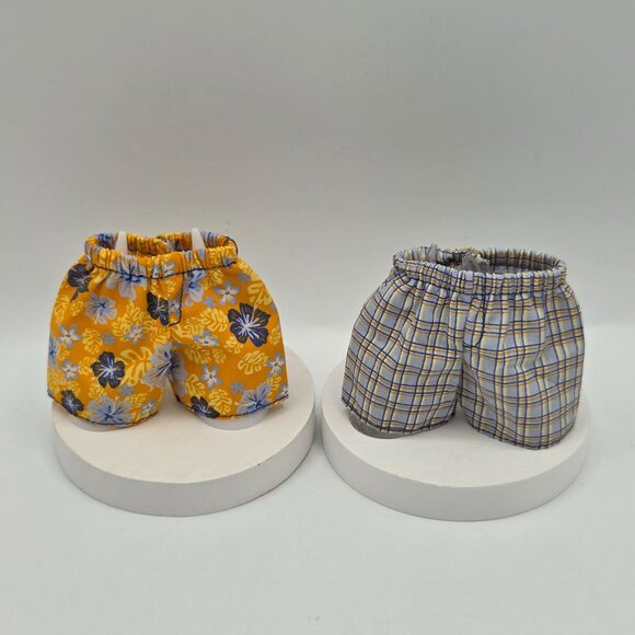 Barbie Ken Fashion Pack 2003 Blue Plaid & Floral Boxer Shorts Set Genuine Mattel - Picture 1 of 7